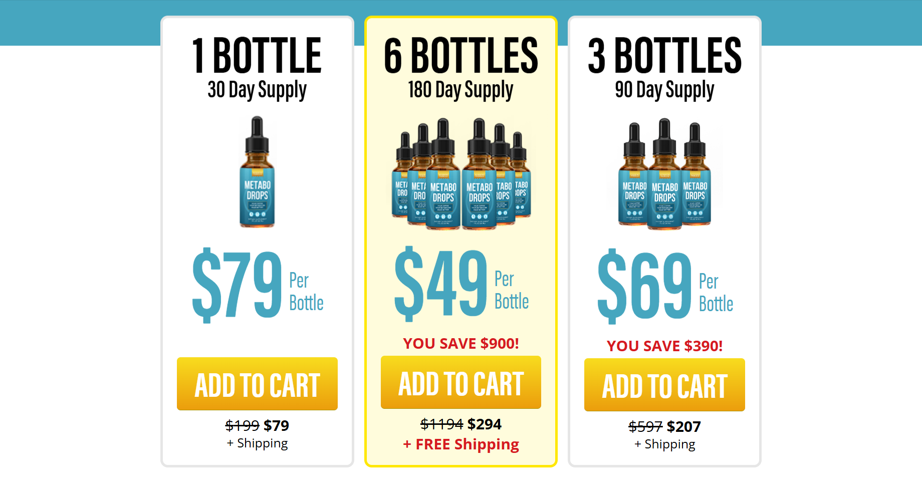 Metabo Drops free shipping promotion on 6-bottle pack